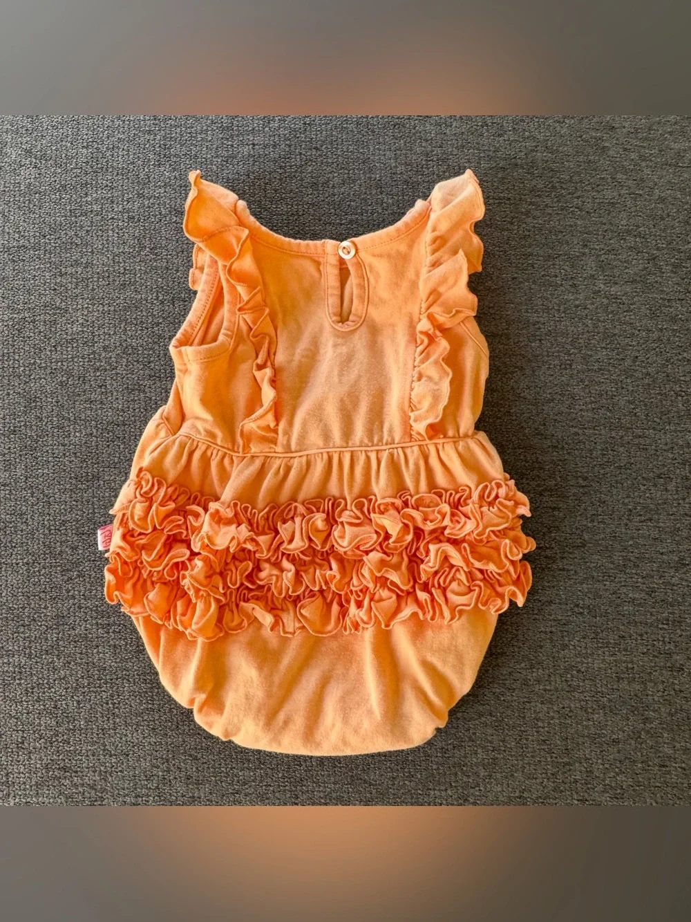 Ruffle Butts Peach Orange Ruffled Baby Girl Romper Onesie Bubble 0-3M